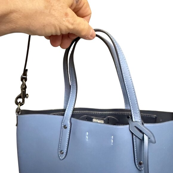 Coach Central Shopper Tote Blue Leather Bag Detachable Strap & Charm 78217 - Picture 7 of 10